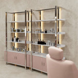 Estantería de productos para salón de belleza de color rosa AG1823