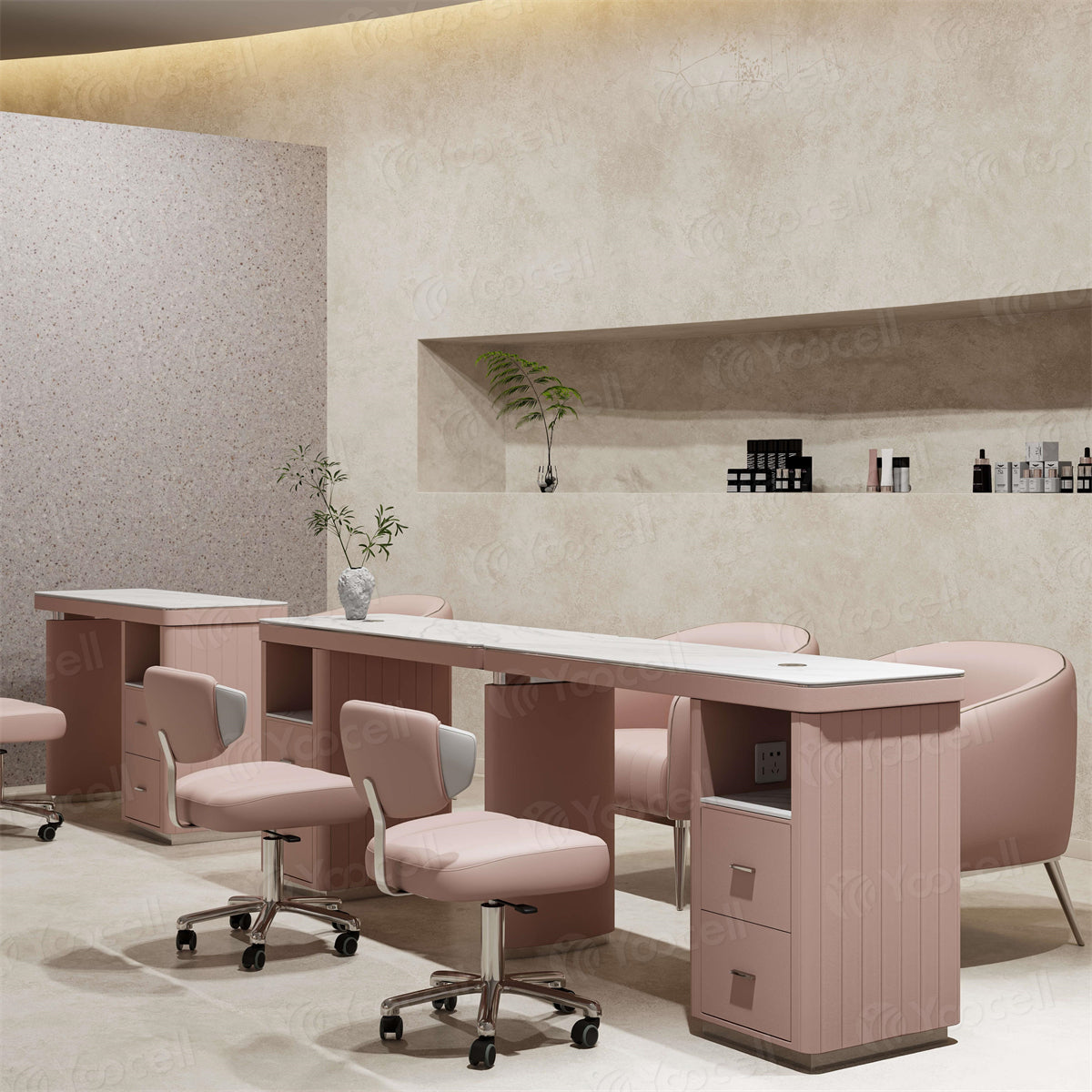 Taburete de belleza rosa AG3049