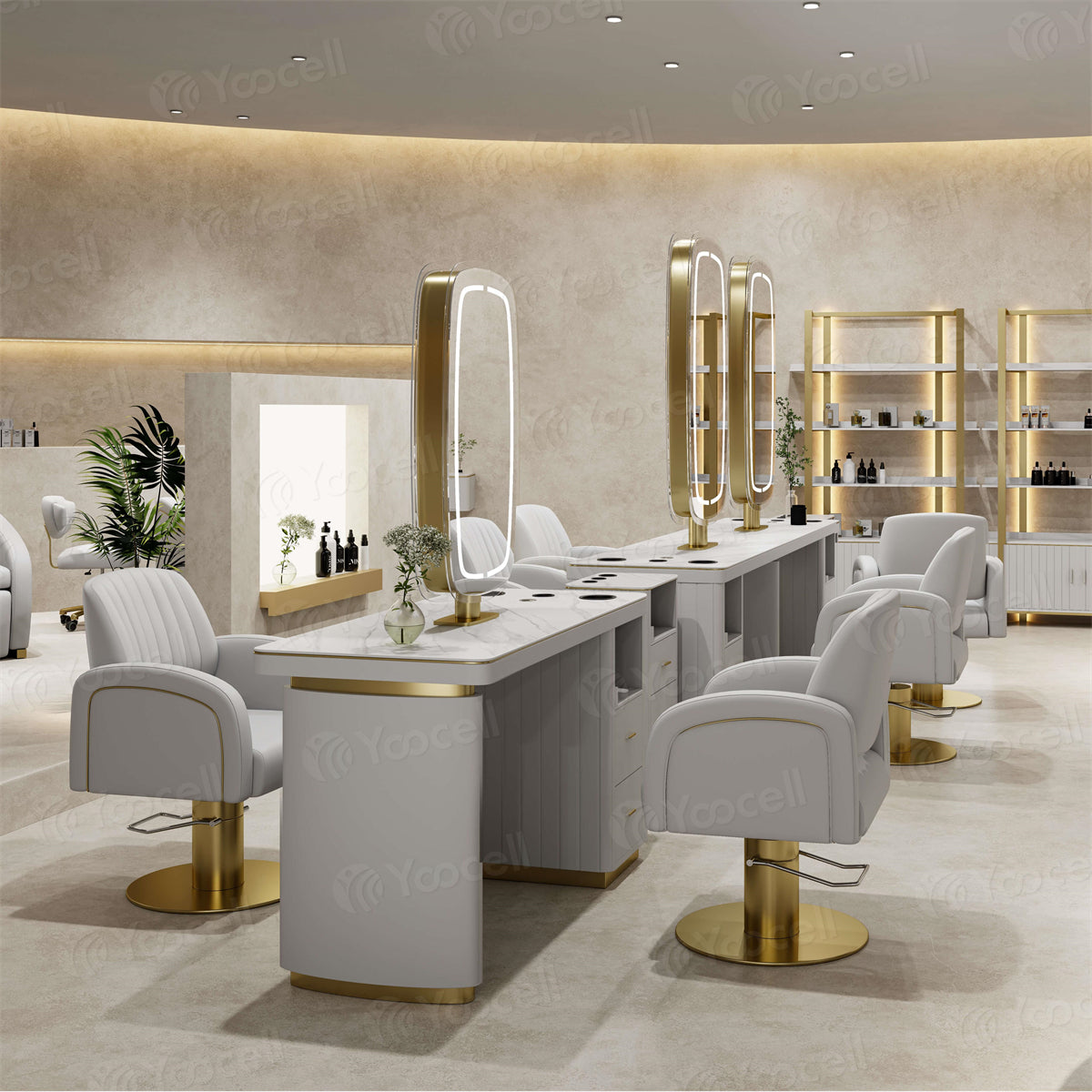 Salon Design Hair Salon Furniture Near Me Blue Salon Chair AG5151 Blue Gold None