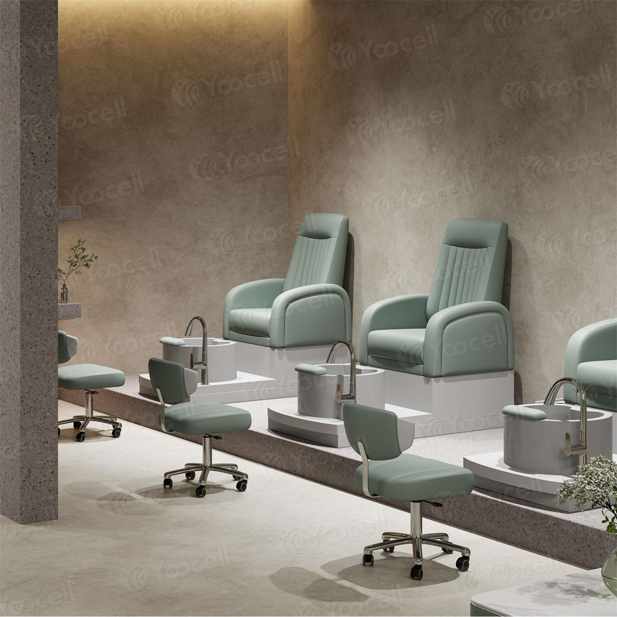 Yoocell Green Pedicure Spa Chair for Nail Salon Comfortable