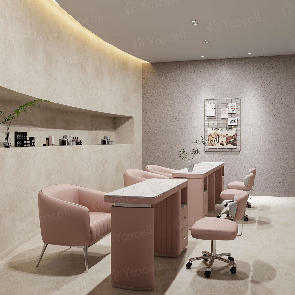 Silla de uñas rosa AG1911