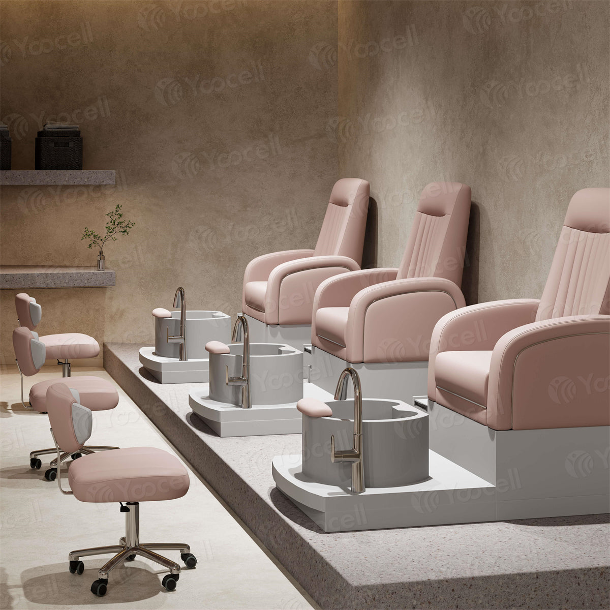 Sillón de pedicura rosa AG1087