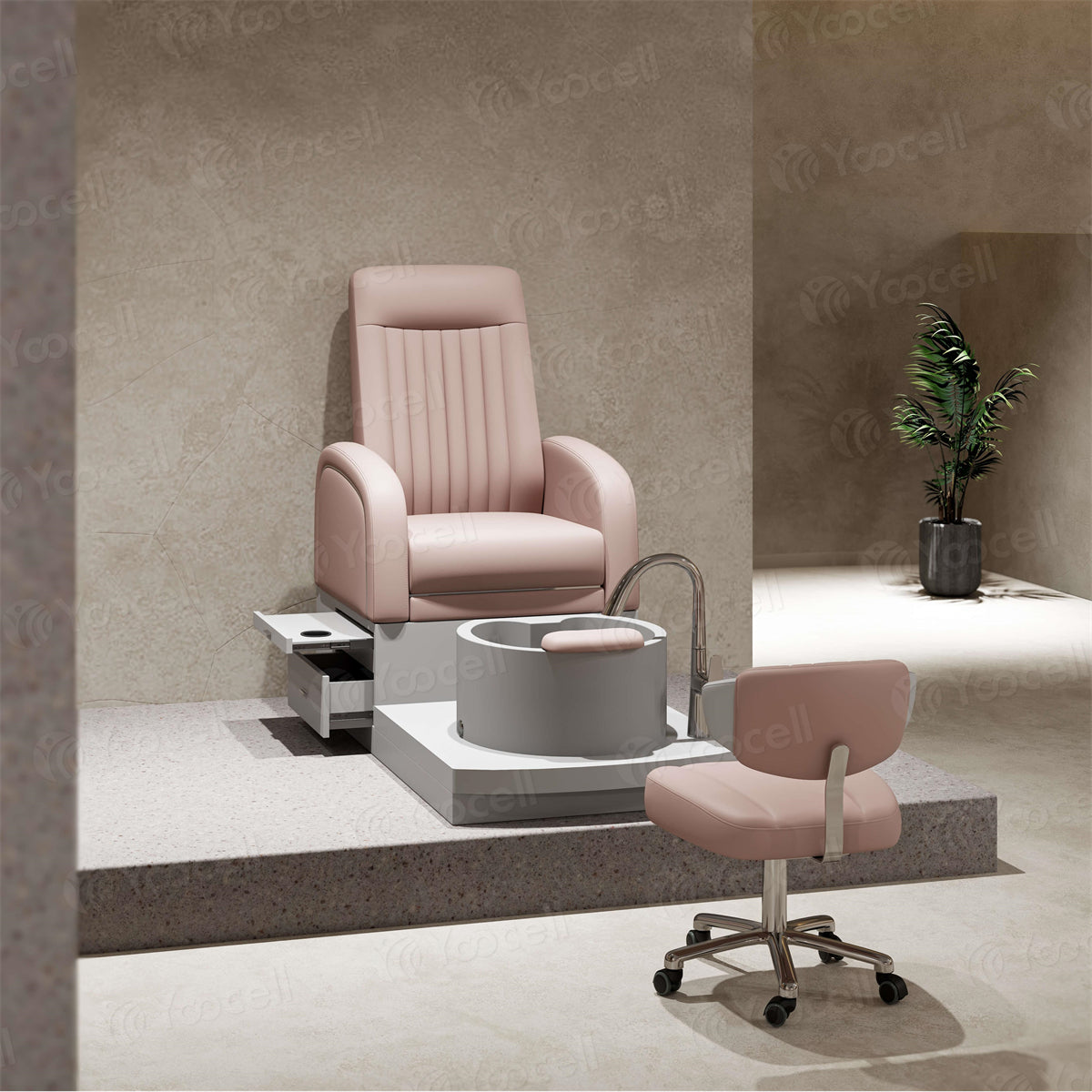 Pink Pedicure Chair AG1087 Pink Gold None - Main Image
